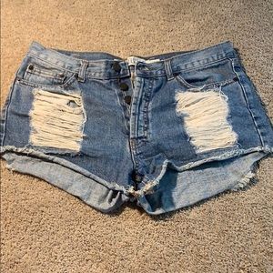 High waisted jean shorts